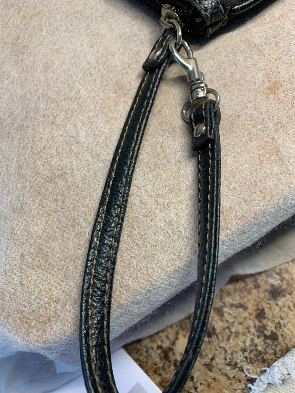 Tignanello Black Monogram Jacquard  Patterned Wristlet/ Clutch With Leather Trim